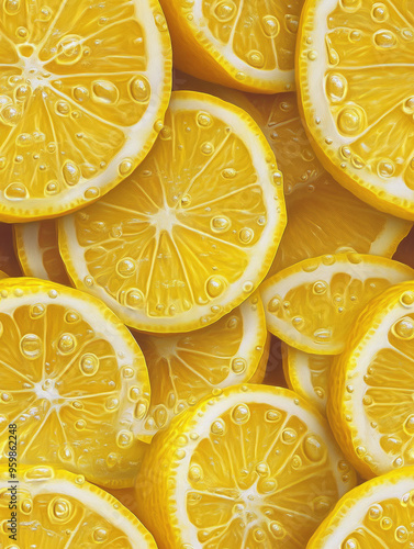 group of slices of lemon seamless pattern illustration photo