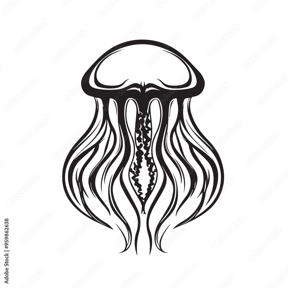 Jellyfish in cartoon, doodle style . Image for t-shirt, web, mobile apps and ui. Isolated 2d vector illustration in logo, icon, sketch style, Eps 10, black and white. AI Generative Jellyfish in cartoon, doodle style . Image for t-shirt, web, mobile apps and ui. Isolated 2d vector illustration in logo, icon, sketch style, Eps 10, black and white. AI Generative