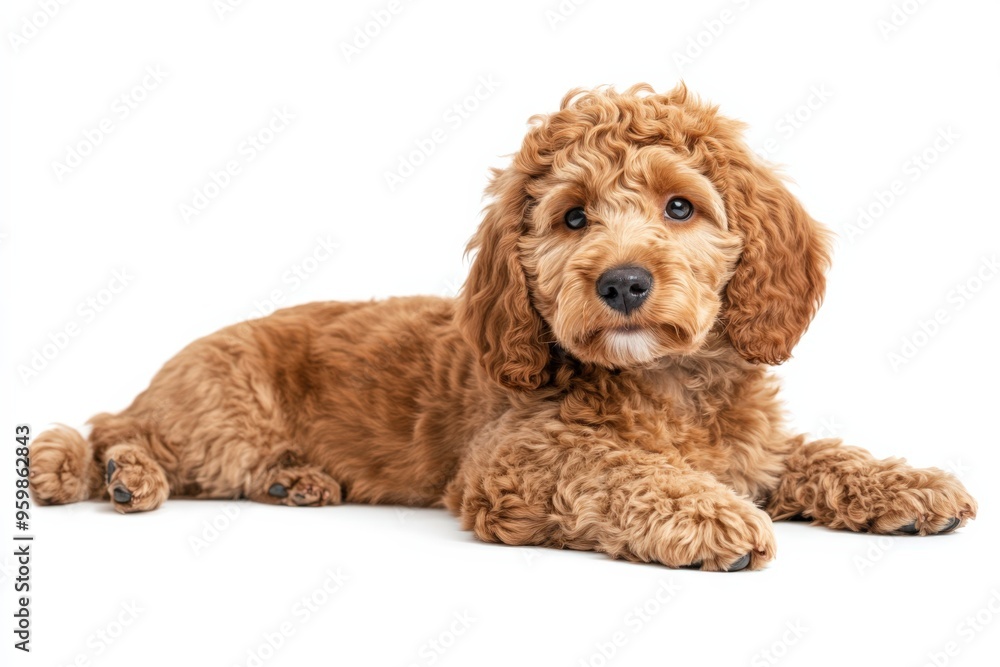 Doodle Dog. Cute Brown Puppy Cocker Spaniel Poodle Isolated on White Background Doodle Dog. Cute Brown Puppy Cocker Spaniel Poodle Isolated on White Background
