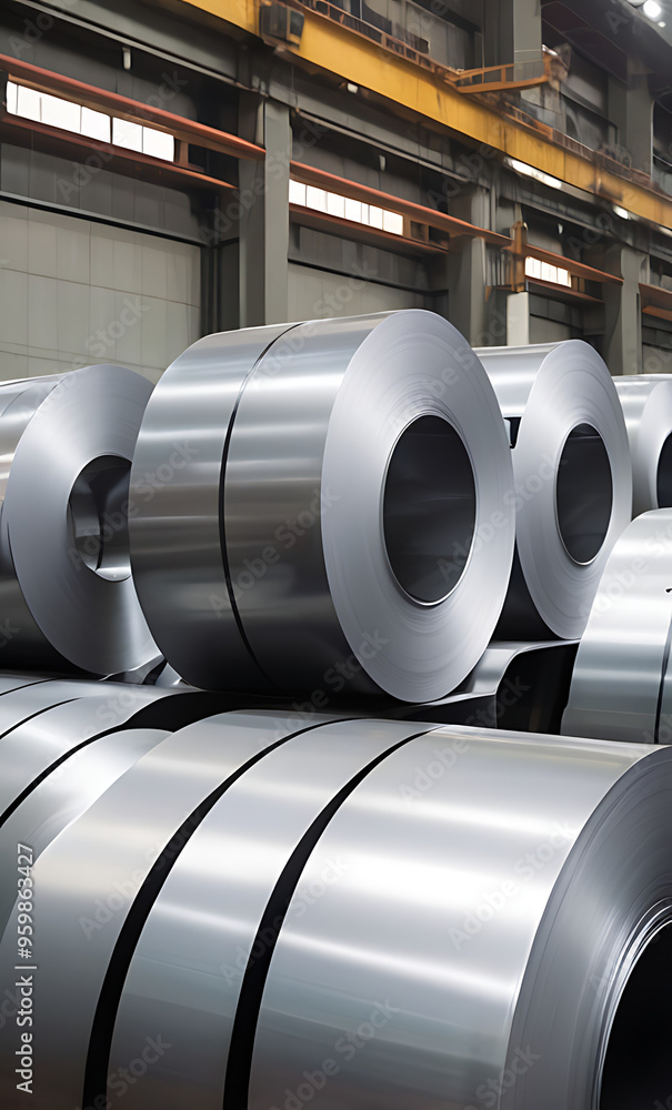 Closeup of Rolls of Sheet Metal in a Factory, Rolled Steel in a Production Plant setup, steel Industrial Manufacturing Concept,
Closeup of Rolls of Sheet Metal in a Factory, Rolled Steel in a Production Plant setup, steel Industrial Manufacturing Concept,