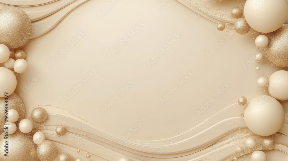 Fototapeta premium Golden background with gold balloons for elegant birthday with copy space.