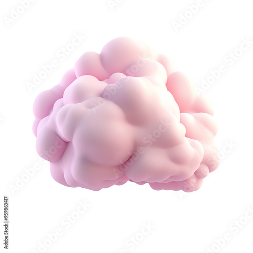 Pastel Colored Cloud - isolated on White Transparent Background, PNG 