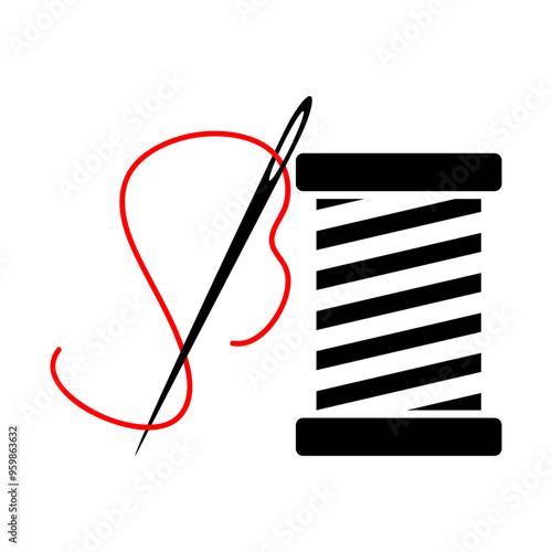 Sewing needle and thread icon.