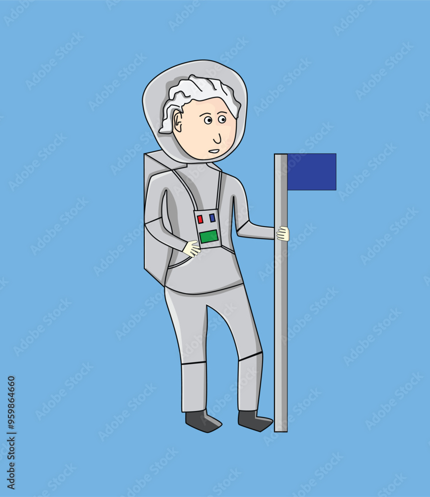 Vector Illustrations of Astronauts planting a flag, for Science Fiction Posters Covers, and Backgrounds and article clothes Vector Illustrations of Astronauts planting a flag, for Science Fiction Posters Covers, and Backgrounds and article clothes