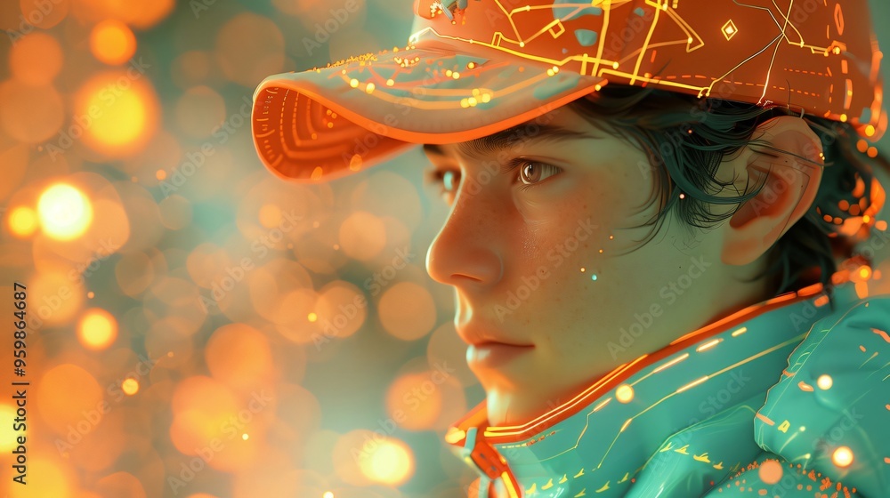 3d rendering of a male gamer in a virtual reality world, experiencing the metaverse. The image is a futuristic concept of virtual reality 3d rendering of a male gamer in a virtual reality world, experiencing the metaverse. The image is a futuristic concept of virtual reality