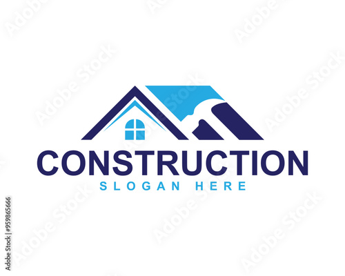 Construction architecture building logo icon design, home renovation and repair logo, handyman, house remodeling, real estate logo, property, roofing, painting, home decor logo design