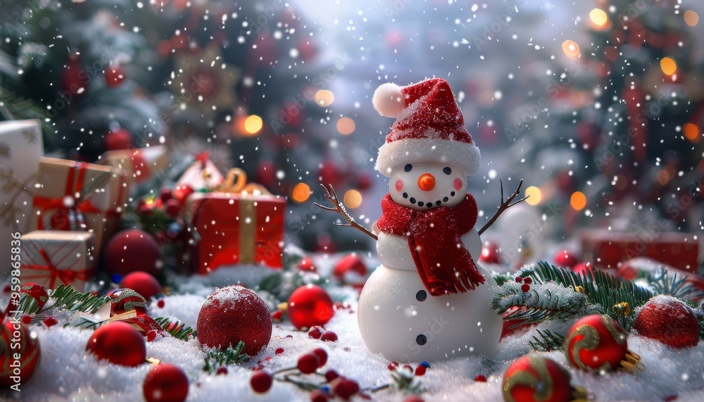 Cheerful Snowman a Christmas Winter Wonderland Cheerful Snowman a Christmas Winter Wonderland