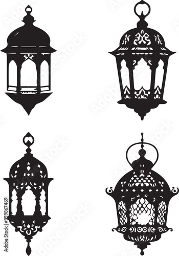 Lantern silhouette, Lantern icon, Lantern vector, 