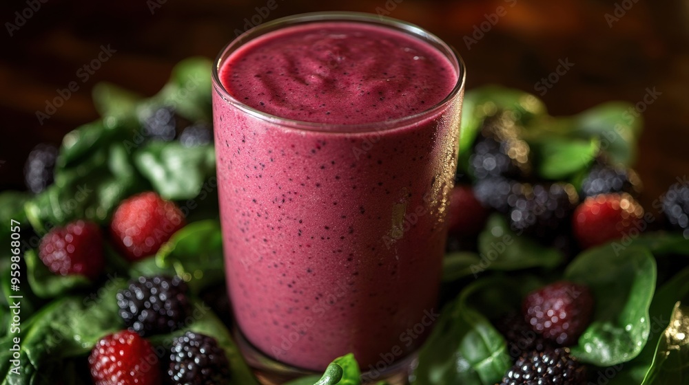 Delicious Berry Smoothie with Fresh Fruit and Spinach Delicious Berry Smoothie with Fresh Fruit and Spinach