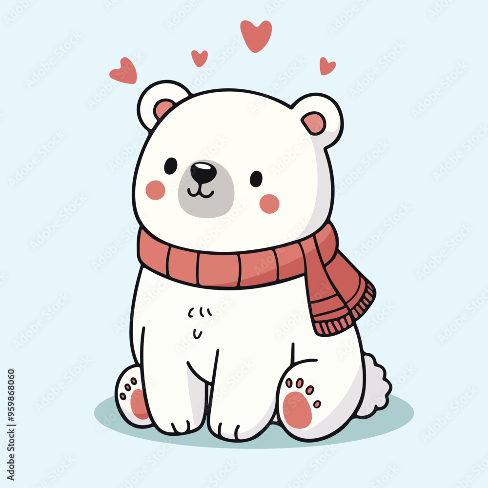 Adorable Polar Bear Character Cute Kawaii Animal Flat Vector Illustration Adorable Polar Bear Character Cute Kawaii Animal Flat Vector Illustration