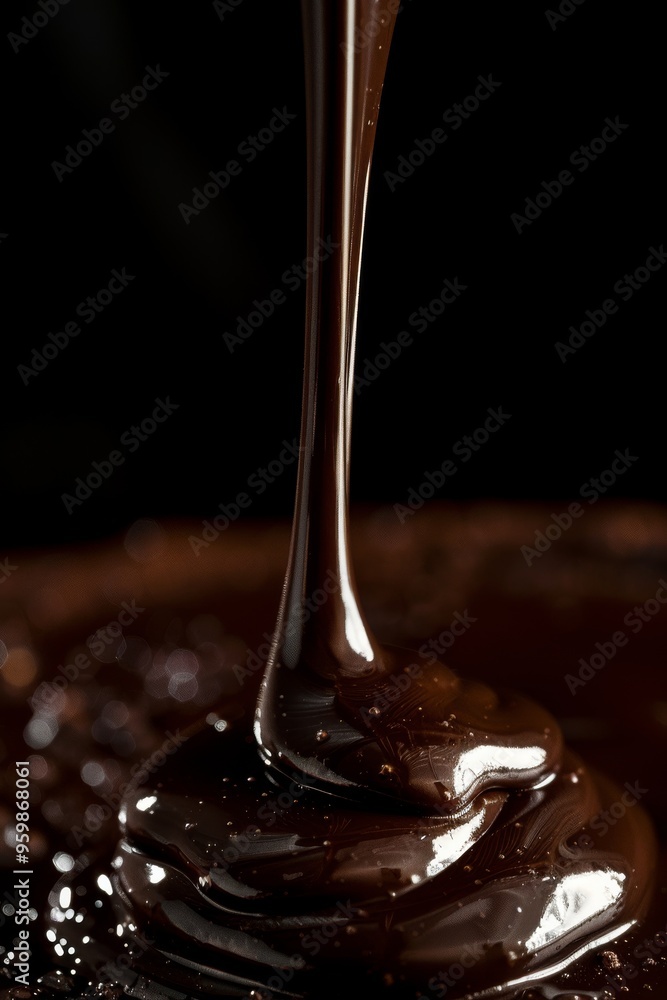 Obraz premium Luxurious Flow Melted Dark Chocolate
