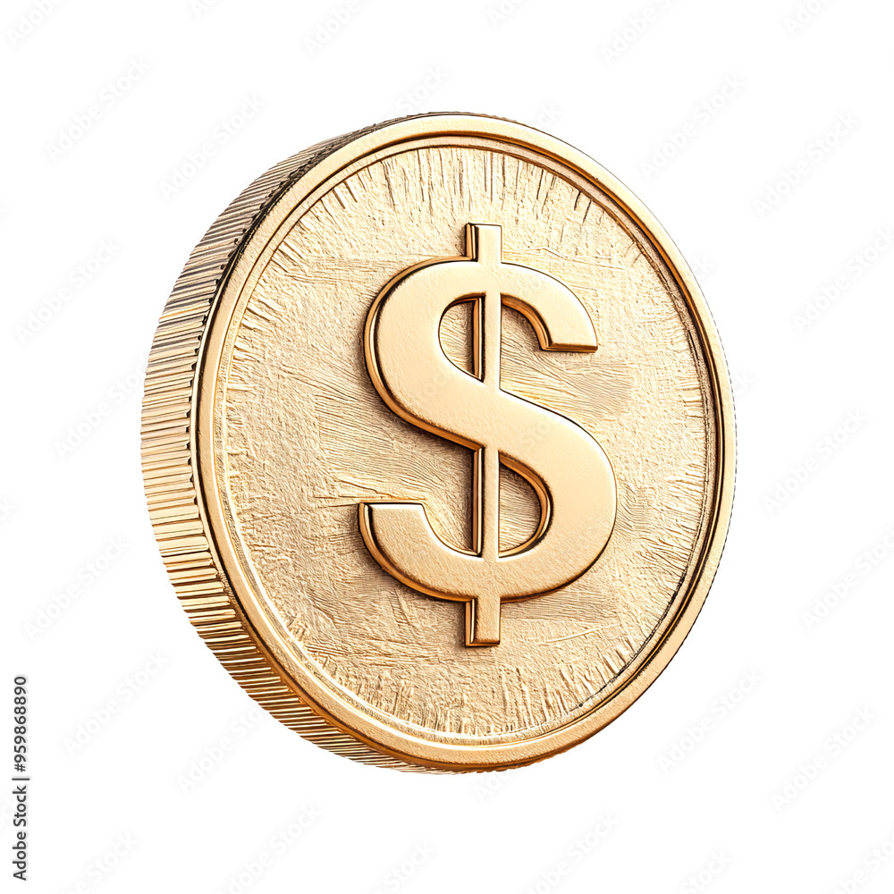© PTC_KICKCAT - A shiny gold coin with a dollar symbol, representing currency, wealth, and finance in a modern economy. © PTC_KICKCAT - A shiny gold coin with a dollar symbol, representing currency, wealth, and finance in a modern economy.