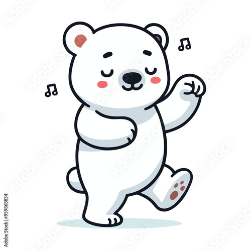 Adorable Polar Bear Character Cute Kawaii Animal Flat Vector Illustration 