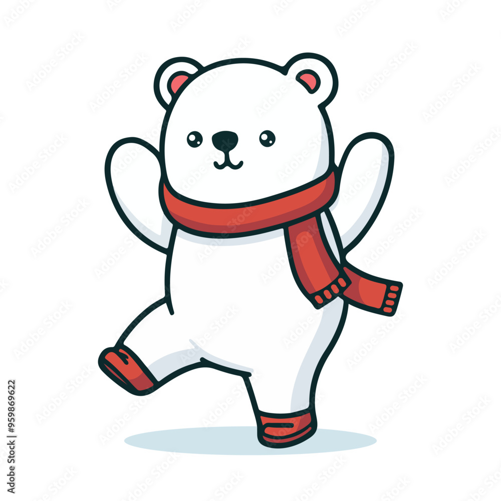 Cute vector illustration of a Polar bear flat style Cute vector illustration of a Polar bear flat style