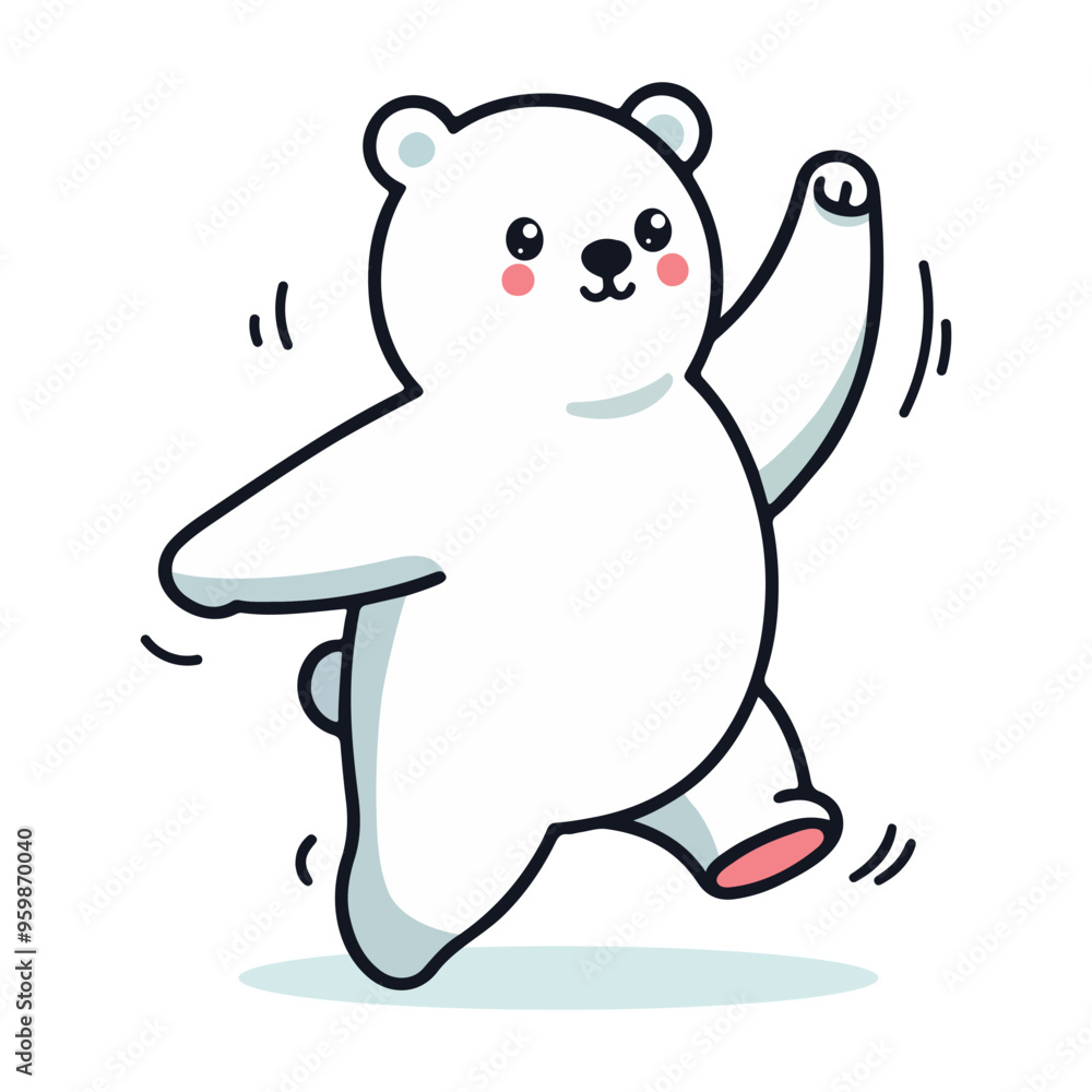 Naklejka premium Cute vector illustration of a Polar bear flat style