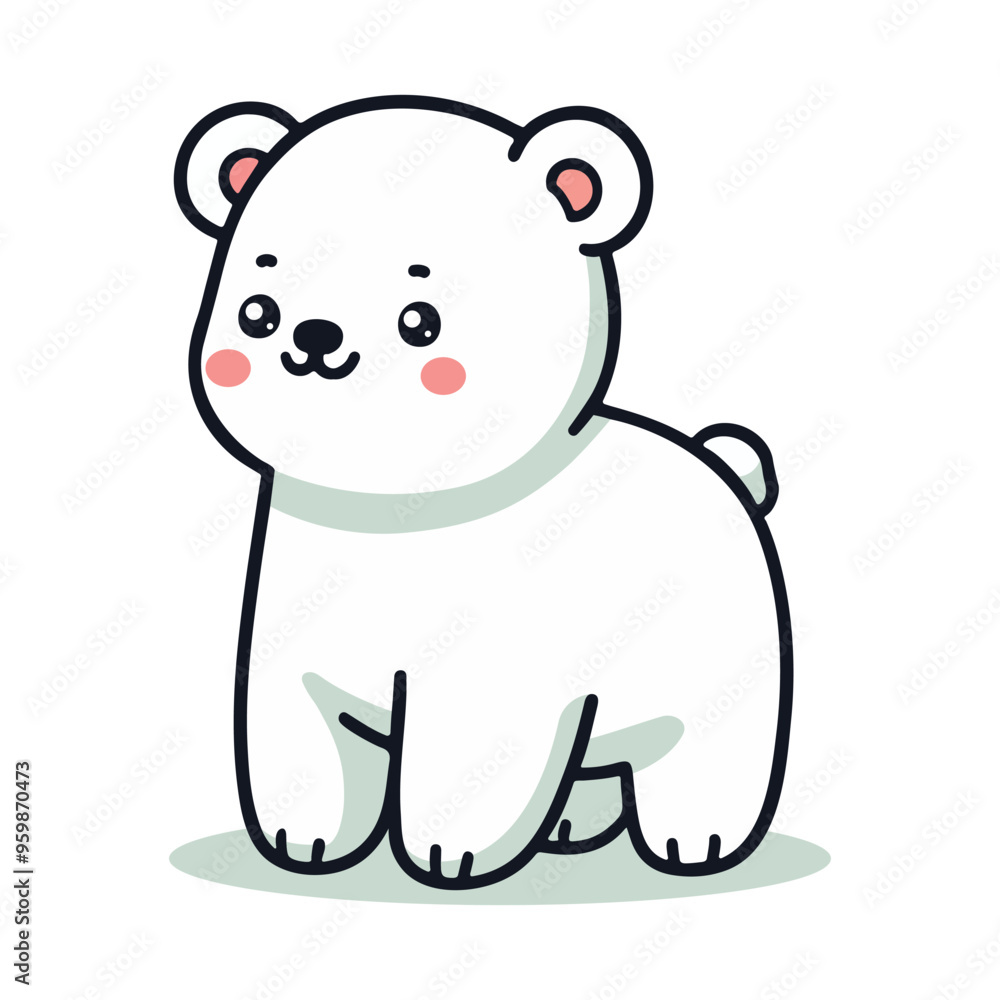 Cute vector illustration of a Polar bear flat style Cute vector illustration of a Polar bear flat style