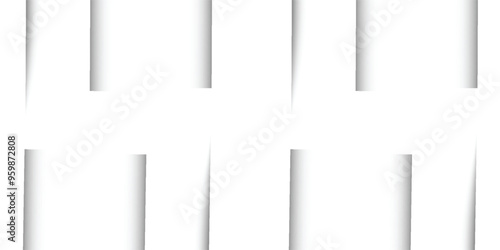 Shadow box paper line vector. 3d page frame divider set. Isolated realistic shade border pack. Bottom overlay element design asset illustration for website interface.