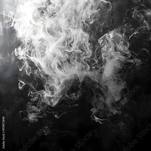 Ethereal Smoke Patterns in Monochrome Abstract Art Composition