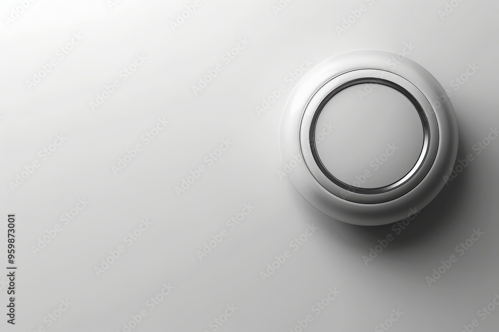 Obraz premium A contemporary smart thermostat is mounted against a clean, solid background, showcasing its elegant design. This device highlights a blend of technology and simplicity, perfect for any modern home.