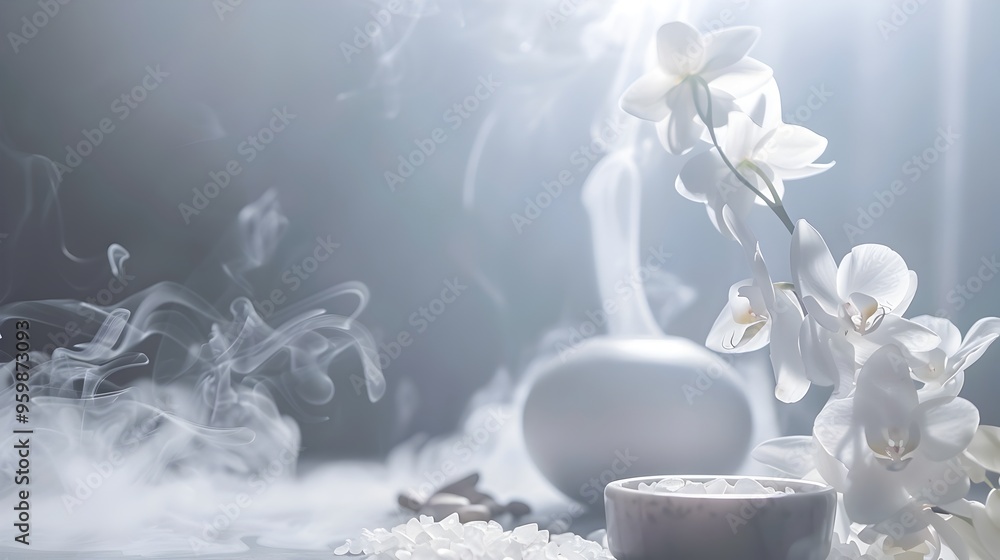 Luxurious Spa Environment With Ethereal Smoke and Soft Lighting Serene Wellness Concept