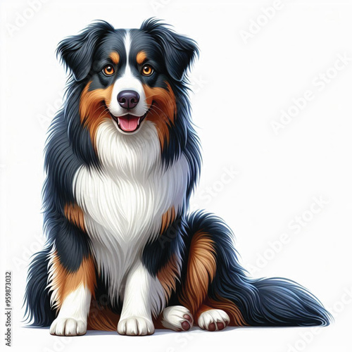 Cute Australian Shepherd dogs Vector Cartoon illustration