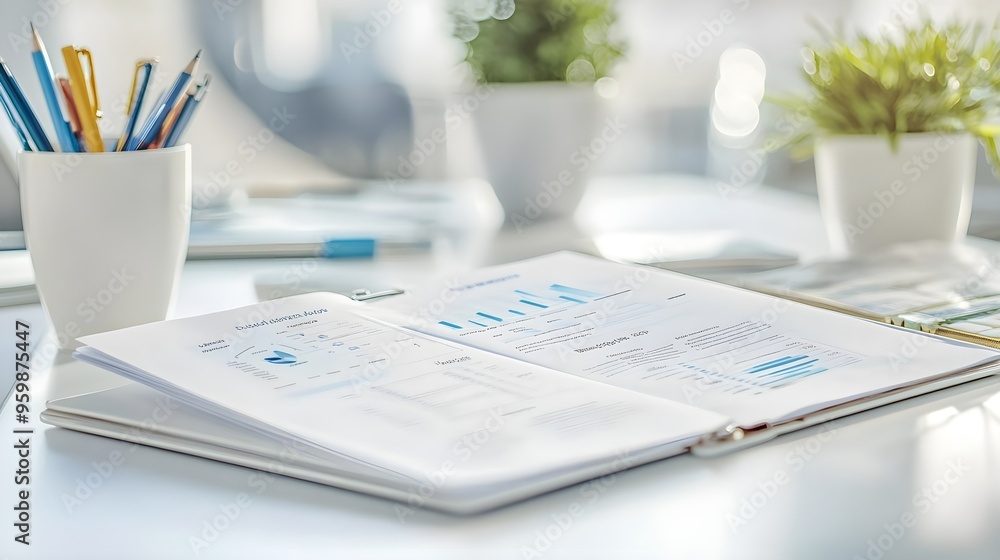 Obraz premium Business Report with Charts and Graphs on Desk