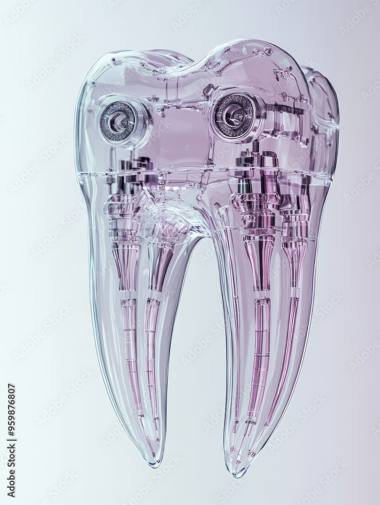 transparent dental implant model on white background transparent dental implant model on white background