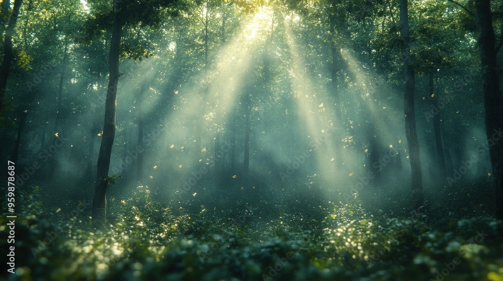 Naklejka premium Mystical Forest Sunlight