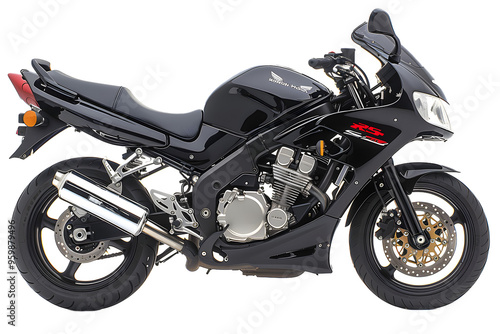 black sport bike motorcycle on a transparent background