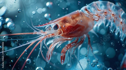 Shrimp in Water with Bubbles photo