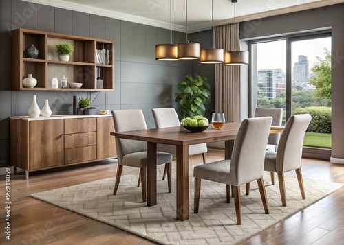 Wallpaper Mural Modern living just got a whole lot easier with this dining set, boasting a rectangular table, four Torontodigital.ca