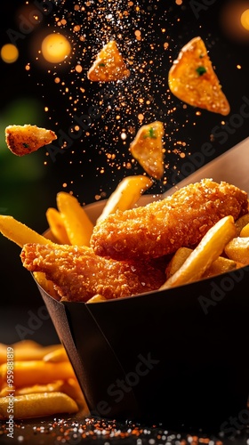 Fish and Chips  Crispy fried fish served with thickcut fries, from London, United Kingdom photo