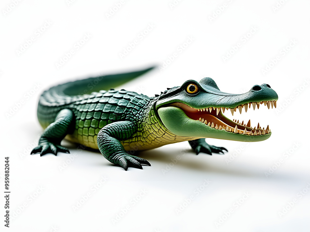 Fototapeta premium 3D Crocodile on a White Background Graphic Design 