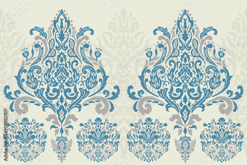 Motifs African paisley boho Floral Ikat seamless pattern embroidery border. Ethnic ikat saree sarong  flower design for Ikat pattern and Ethnic Pattern.Border indian floral Aztec embroidery patterns.