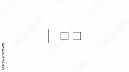 Rectangle changing squares consecutively loading animation black and white. Data upgrading animated element monochrome abstract 4K video motion graphic isolated. Duration loader download upload photo