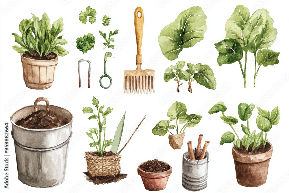 Sustainable Gardening Watercolor Sustainable Gardening Watercolor