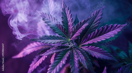 Purple Cannabis Plant with Smoke