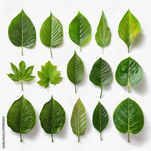 Green leaves isolated on a white background