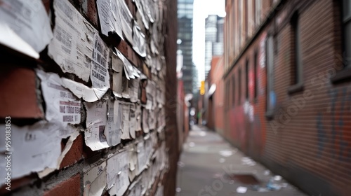 Worn out faded walls neglected alley