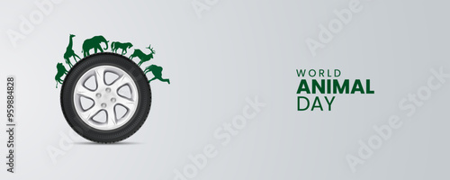 World Animal Day. Animal day creative concept. Wildlife day design for banner, poster, 3d Illustration.