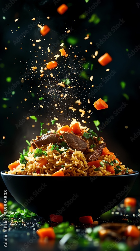 Plov A rice dish with lamb and carrots, from Tashkent, Uzbekistan Plov A rice dish with lamb and carrots, from Tashkent, Uzbekistan