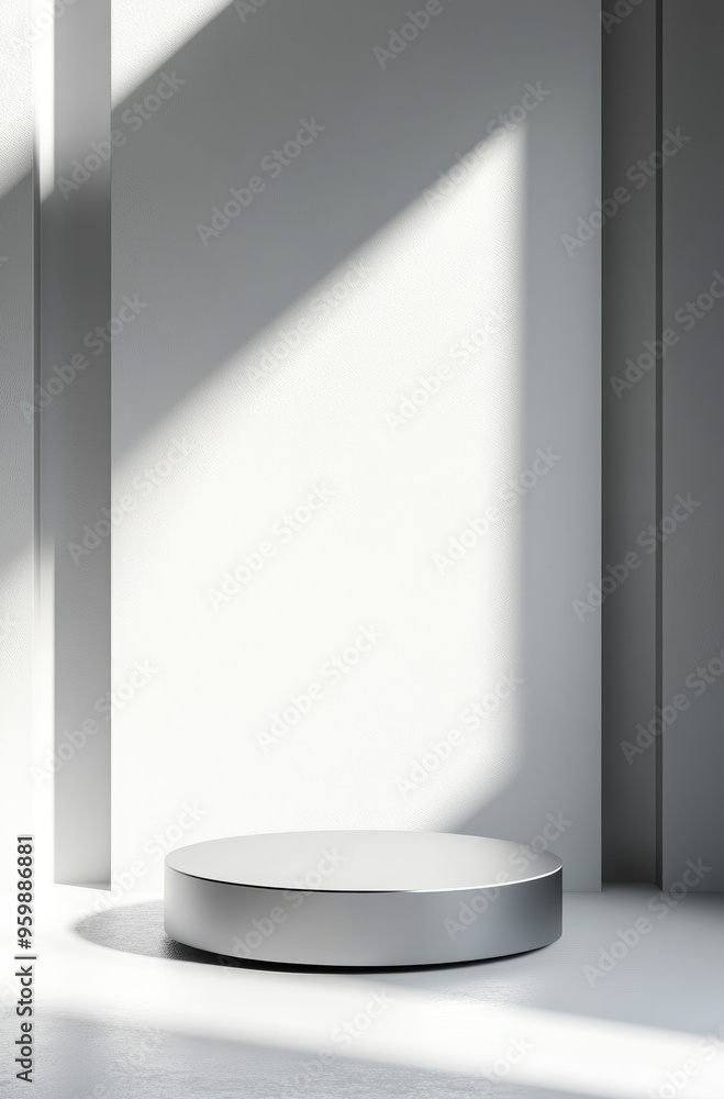 Modern Product Display Featuring an Empty Metal Podium for a Polished and Refined Appearance Modern Product Display Featuring an Empty Metal Podium for a Polished and Refined Appearance