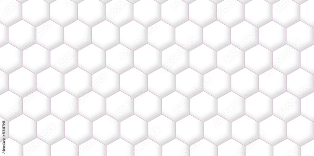 Fototapeta premium Abstract pattern with hexagonal white and gray technology line paper background. Hexagonal 3d vector grid tile and mosaic structure simple style hexagonal graphic concept. Futuristic surface design. 
