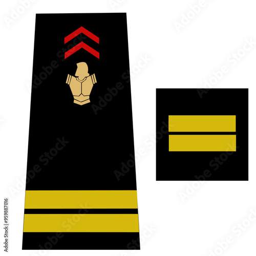 Galon de l'armée de terre française: Pompier de Paris. Officier subalterne. Lieutenant