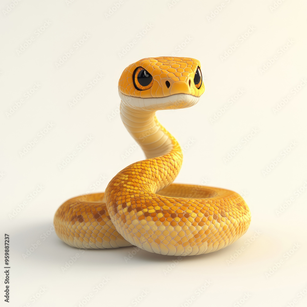 Fototapeta premium 3D cartoon. A snake, on a solid white background