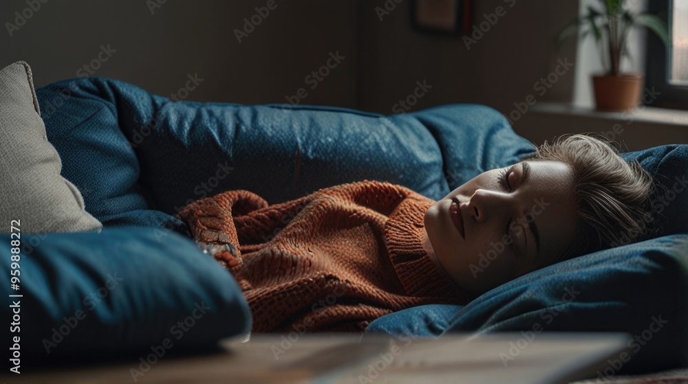 lazy woman is sleeping on the couch lazy woman is sleeping on the couch