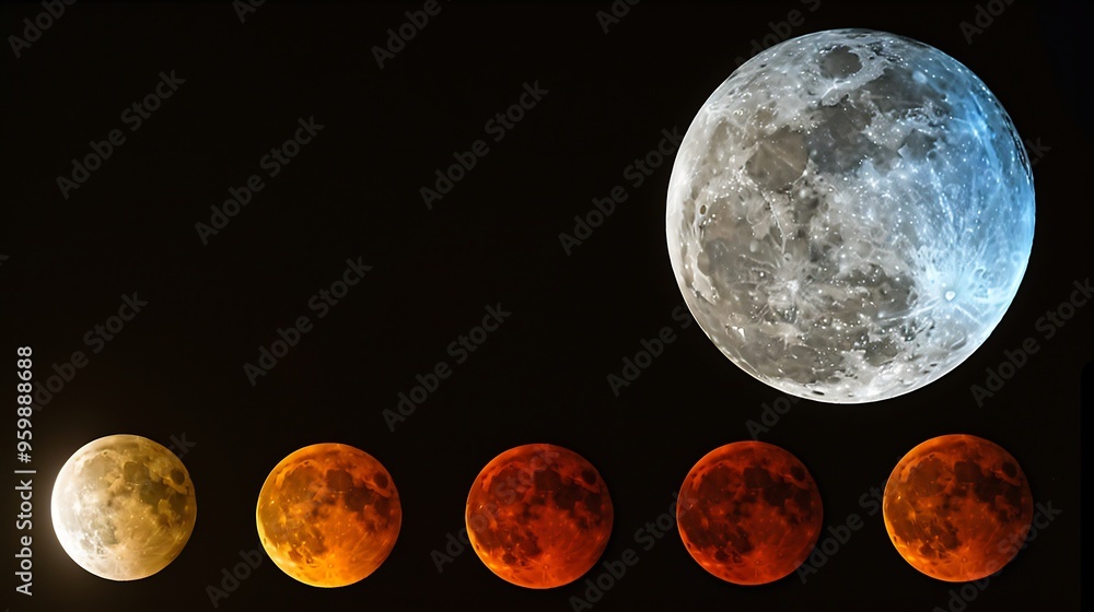 Obraz premium Lunar Appearance effect during an eclipse highlighting the moon's features and details with the celestial event