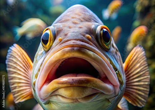 A Close-Up Of A Fish With Its Mouth Open And Eyes Bulging As It Releases A Pungent Odor. photo