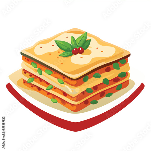 Delicious Lasagna Layered Delight Vector Illustration