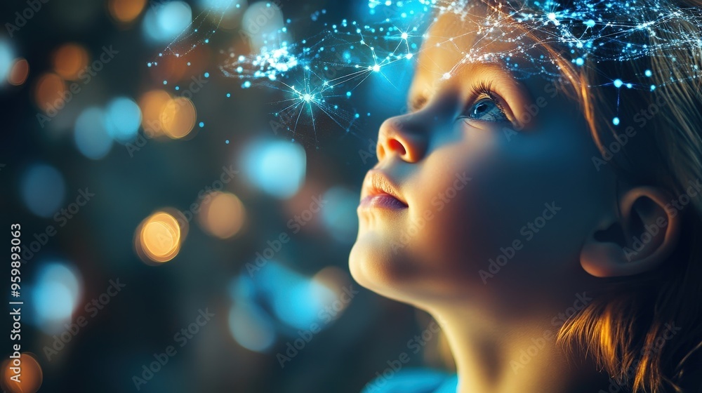Child's brain abilities Early creativity concept Neural network formation and growth Child's brain abilities Early creativity concept Neural network formation and growth